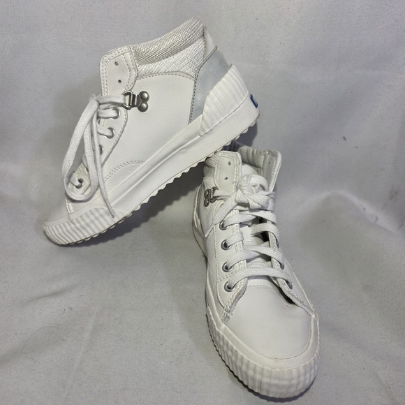 Keds White Leather 80s Hightop‎ Barbie Style Sneakers Women's 7 - Picture 2 of 9